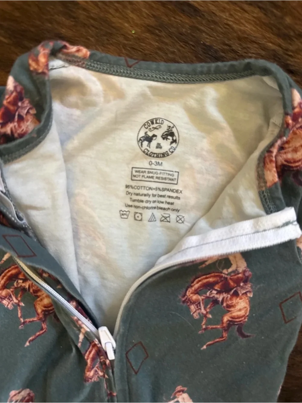 Cowkid clothing co pajama and matching hat. Size 0-3 month